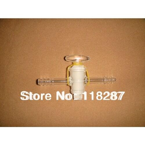 Straight adapter with glass Stopcock, with hose connection,glass valve