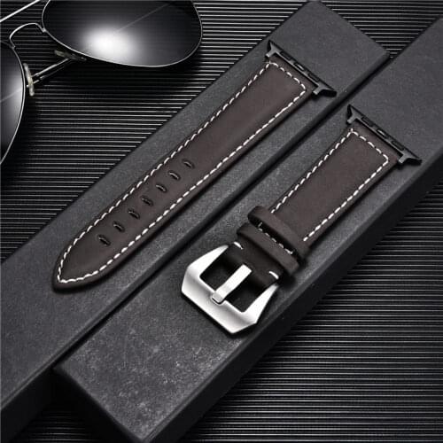 Vintage Leather Watchbands for Apple Series 6 SE 5 4 3 Men Watch Straps 42mm 38mm 44mm 40mm Bracelet Handmade Strap for iwatch