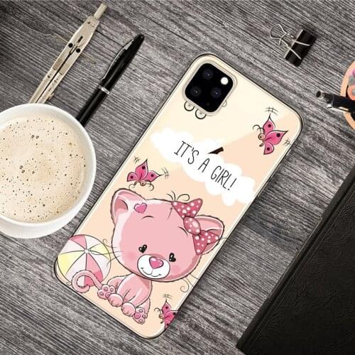 New Silicone Case for Apple iPhone X XR XS XI MAX XIR 7 8 Plus 6 6s Plus 5 5C 5S SE Fashion Cartoon Pattern Cat Girl