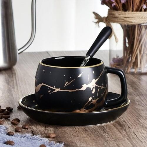 Nordic style ceramic coffee cup set splash gold black and white mug office cup gold stroke wedding gift ceramic mug