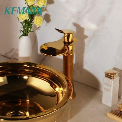 KEMAIDI Basin Faucets Brass Bathroom Faucet Gold Mixer Tap Single Handle Hot & Cold Washbasin Tap torneiras banheiro