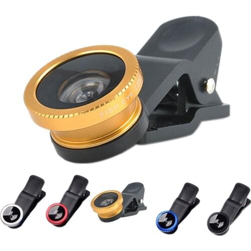 3-in-1 Universal Smartphone Camera Clip-on Lens Kit 180° Fish Eye Lens 0.67X Wide Angle Macro Lens