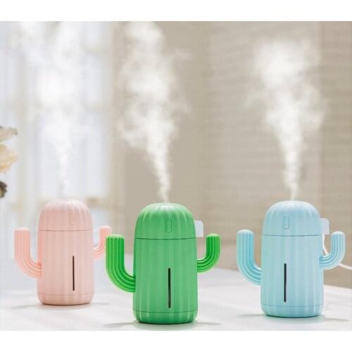 1PC Air Humidifier Home Office Mini Air Diffuser Cactus Design USB Powered 340ml LED Humidifier USB Version