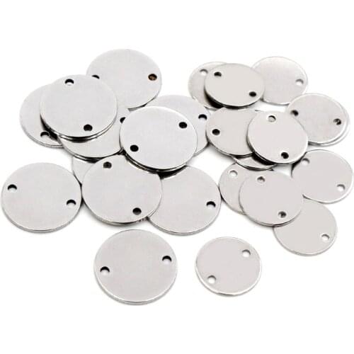 15pc/lot 12mm 15mm No Fade Charms 316 Stainless Steel Round Charms for necklace pendant charms diy jewelry making