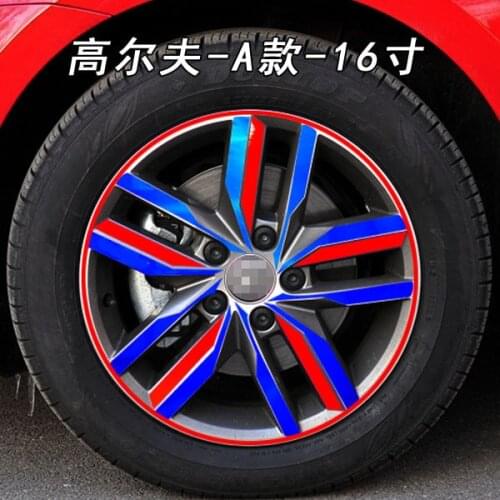 16 Inch Red Blue Green Laser Silver Purple Gold Carbin Fibre Decorative Wheels / Rims Stickers For Volkswagen Golf 6 7 BA088