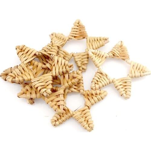 2pcs Handmade Rattan Weaving Hollow Star Charm Beads For Earring DIY Jewelry 22713