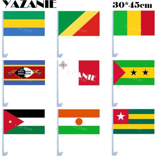YAZANIE 30*45cm Gabon The Republic of Congo Mali Swaziland Malta Sao Tome and Principe Jordan Niger Togo Car Flags and Banners