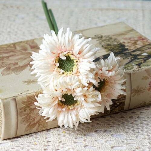 3 Branch Bundle Mini Gerbera Silk Flower Bouquet for Home Living Room Decoration Wedding Layout Artificial Tiny Flowers Daisy