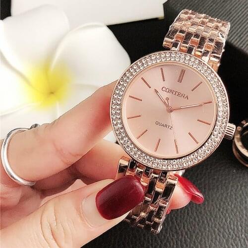 New Ladies Watches Top Brand Luxury Diamond Female Clock Rose Gold Fashion Elegant Quartz Wristwatches Dropship Relogio Feminino