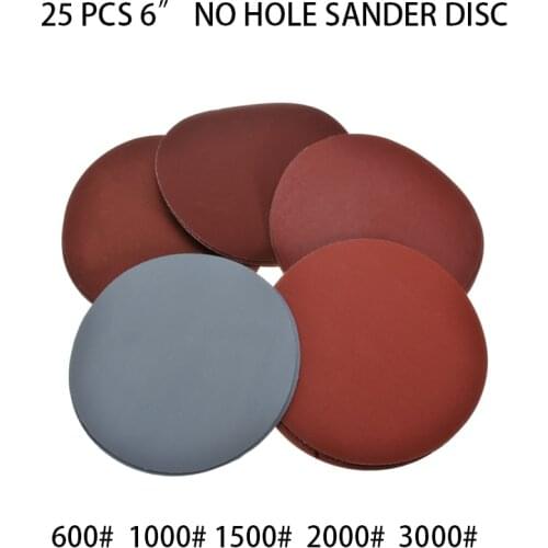 25pcs 6" 150mm Sander Disc Sandpaper Pad Wheels Discs Metal Cutter Wood Cutting Tools for Rotary Tools 600-3000 Grit Mayitr