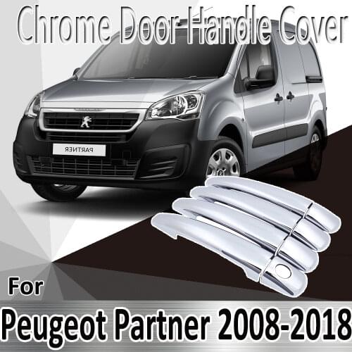 For Peugeot Partner 2008~2018 Styling Stickers Decoration Chrome Door Handle Cover paint Refit Car Accessories