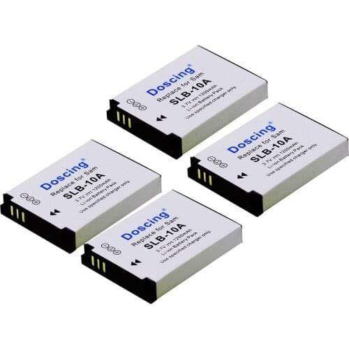 Doscing 4x SLB10A SLB-10A 3.7V 1200mAh Battery for Samsung NV9/TL9 M310W L310W/SL310 L210 L110 L100 P1000 ES60 ES55/SL102 PM190
