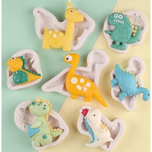 Dinosaur Fondant Mold Silicone Cake Mold For Baking Cartoon Diy Handmade Mould Cake Decorating Tool Chocolate Moldes De Silicona