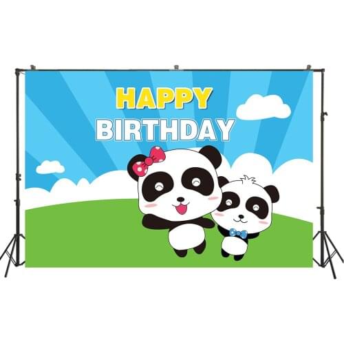 HUAYI Photography Backdrop Birthday Party Desserts Cake Table Decor Photo Background Baby Bus Panda Baby Shower BackdropW-3347