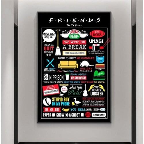 Friends TV Show Poster and Prints HD Printed Quadro Canvas Painting Classic Quote Wall Art Picture for Living Room Cuadros Decor
