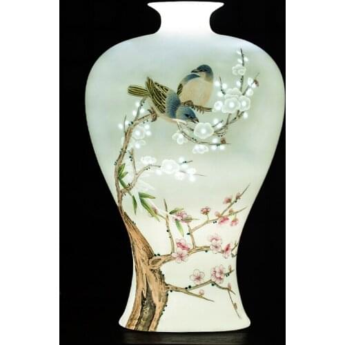 Jingdezhen Ceramic Masters Hand Painted Pastels Plum Blossoms Five Flower Vases Chinese Living Room Wine Adornments ceramic vase