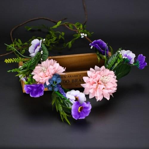 Fashion Pearl Hair Jewelry multiple Color Headband Leaf Crown Bridal Hair Accessories Prom Flower Garland For Kid Health Wreath