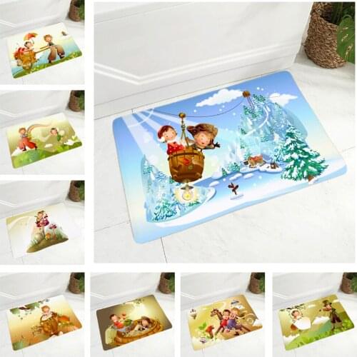 Cartoon Fairy tales Doormat Non-Slip Print Soft Flannel Carpet Decor Cute Child Floor Door Mat for Children Room Hallway 40x60cm
