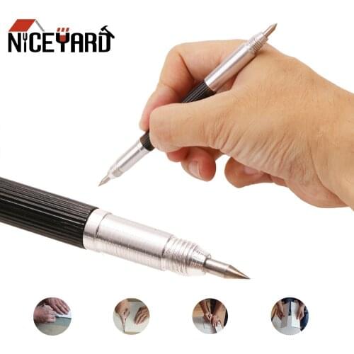 NICEYARD Portable Double-headed Glass Ceramic Marker Alloy Tip Scriber Pen Marking Engraving Tools