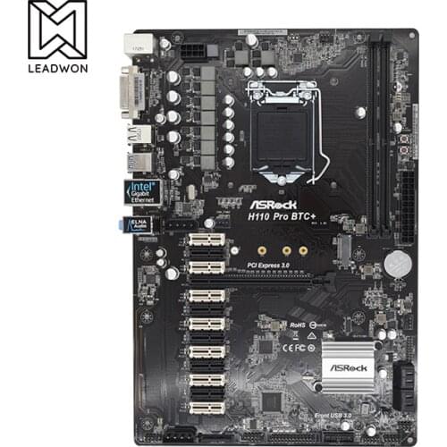 NEW ASRock H110 Pro BTC+ 13GPU Mining Motherboard CryptoCurrency