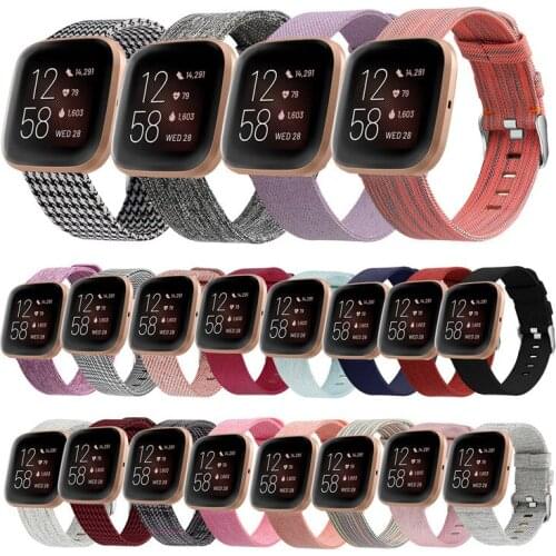 2020 New Fashion Nylon Strap for Fitbit Versa Versa 2 Versa Lite Woven Fabric Jeans Cloth Bands Replacement Band Smart Watch