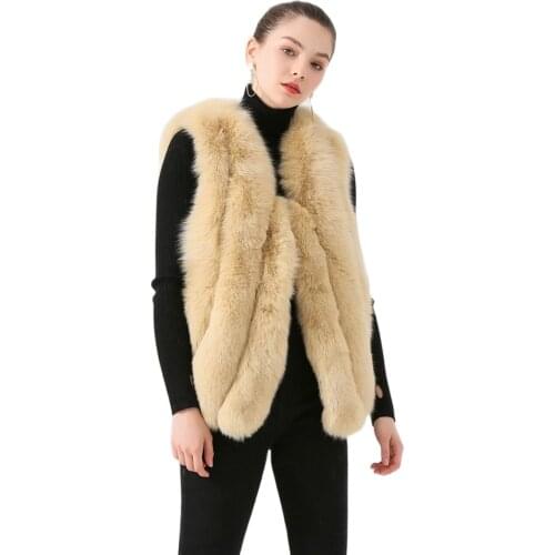 QIUCHEN PJ19076 2021 New arrival real fox fur women winter thick fur vest Fashion model keep warm