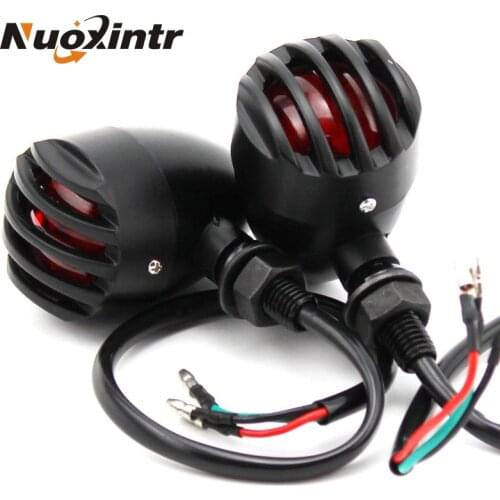 Nuoxintr Metal Bullet Black Amber Bulb Motorcycle Turn Signal Light For Harley Bobber Chopper Honda Yamaha Kawasaki Suzuki BMW