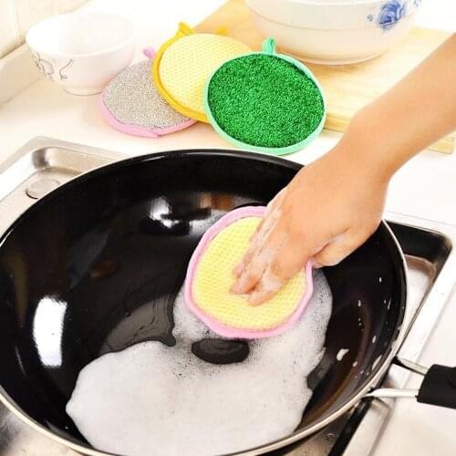 Dishwashing Towel Rag Thickened Scouring Pad Sponge Cloth Dishwashing Brush Sponge Reusable Decontamination Dish Towel Kitchen