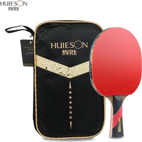 Huieson Wenge Wood & Carbon Fiber Blade 6 Star Super Powerful Ping Pong Racket Bat Table Tennis Racket Sticky Pimples-in Rubber