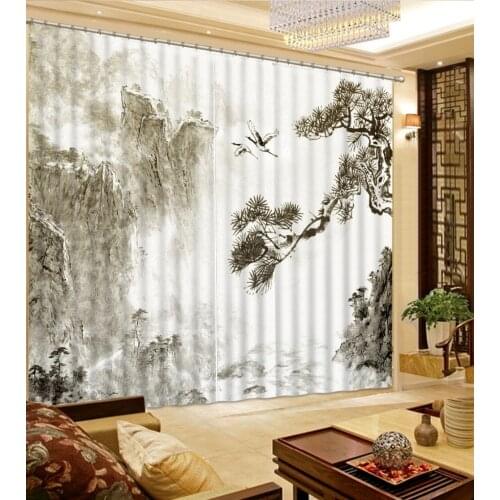 Luxury Blackout 3D Window Curtain For Living Room grey tree 3d curtains
