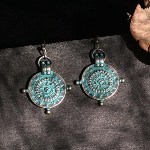Drop earrings Bronze Ancient color Ethnic Geometric Earring For Women Boho Vintage Earring Femmes Pendientes