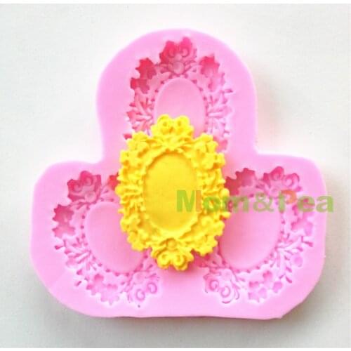 Mom&Pea 0595 Free Shipping Mirror Frame Shaped Silicone Mold Cake Decoration Fondant Cake 3D Mold