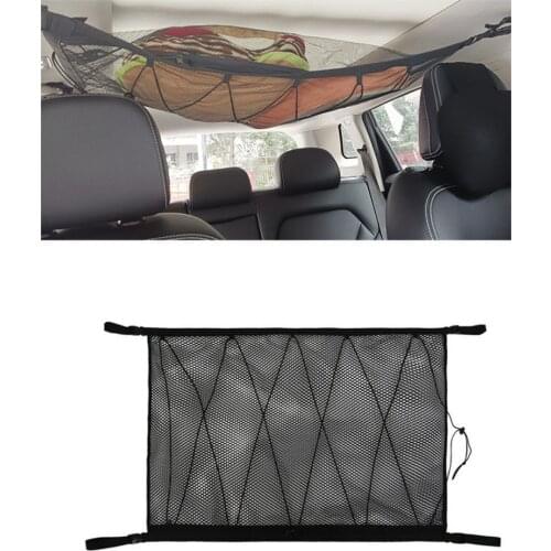 Stable Car Roof Storage Net Pocket Safe Car Ceiling Storage Rope Style Net Pocket Double Layer Design Interior Cargo Net Bag