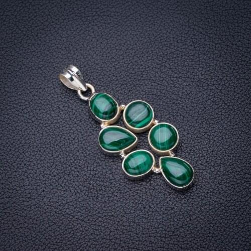 StarGems Natural Malachite Handmade 925 Sterling Silver Pendant 2" E3914
