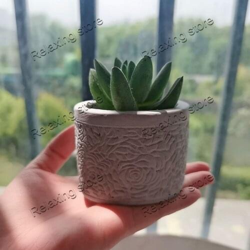Succulents Oval Cement Pot Silicone Mold Mini Concrete Planter Molds DIY Round Flowerpot Epoxy Resin Mould