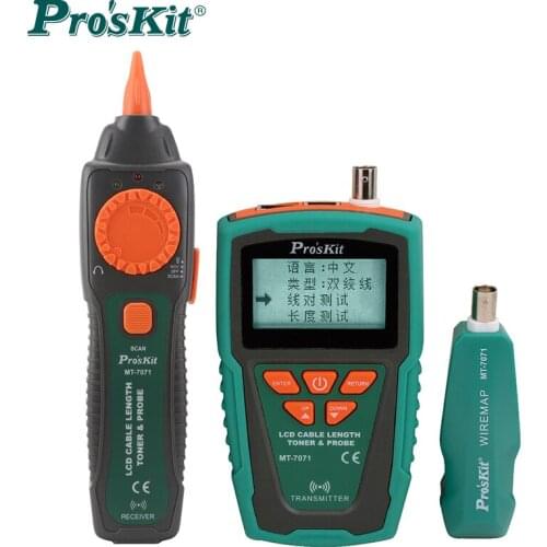 ProsKit MT-7071 Cable Tester Break Hunt Check Line Device LCD Network Cable Length Tester Detector Tracker Wire Fault Locator