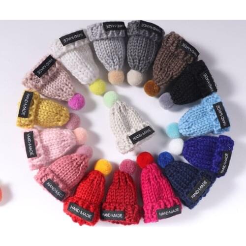1pcs8*4.5cm Letter Knitted Wool Hat Korean DIY Phone Case Jewelry Accessories Plush Hat Little Ragdoll Hat Trendy Cute Handmade