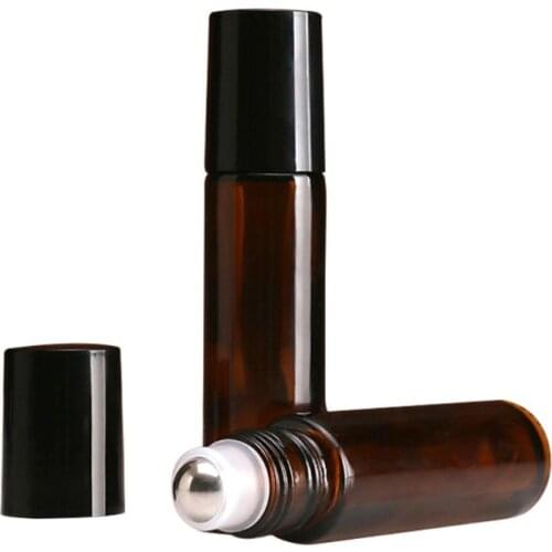 Amber 10 ml Glass Roll-on Bottles with Stainless Steel Roller Balls U2JD