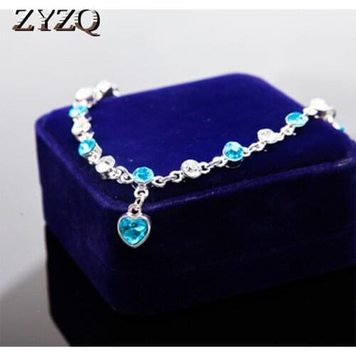 ZYZQ Luxury Eternity Love Heart Shaped Pendant Braceletd For Women With Dazzling Sparkling Stone Party Jewelry Bracelets Hot