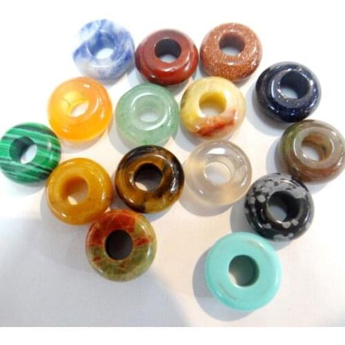 2020 Hot sell10*4mm Natural Stone Quartz Crystal Round Shape Big Hole bead pendant For Jewelry making necklace Bracelets 10pc