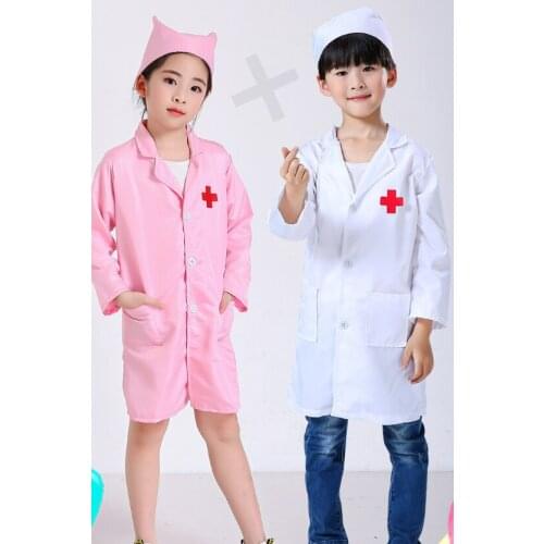 100-160 Cm Kids Doctor Nurse Uniform Cosplay for Boys Girls Halloween Carnival Fancy Party Performance Costumes Toys Sets