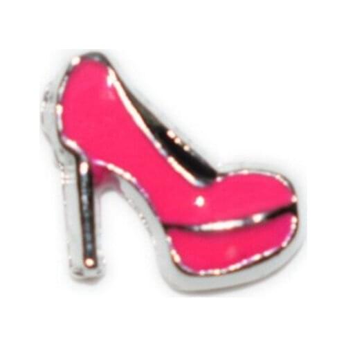 20PCS Alloy Cute Hot Pink High Heels Floating Locket Charms Fit Glass Locket DIY Handmade Jewelry Accessories