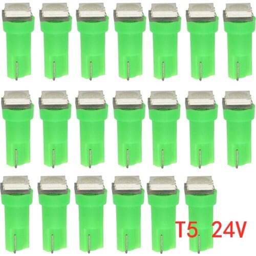 20Pcs Green T5 5050 1SMD 24V Wedge Dashboard LED Lights Bulbs Car Lnstrument Lndicator AC Lamp Auto Lnterior Accessories 73 74