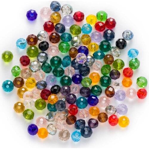 50pcs Round Cut Faceted Crystal Glass loose spacer Beads Jewelry Making DIY Handmade Headwear Bracelet Wholesale 4-8mm