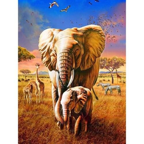 5D DIY Diamond Painting Elephant African grassland Diamond Embroidery Cross Stitch Mosaic Rhinestone Home Decor Gift