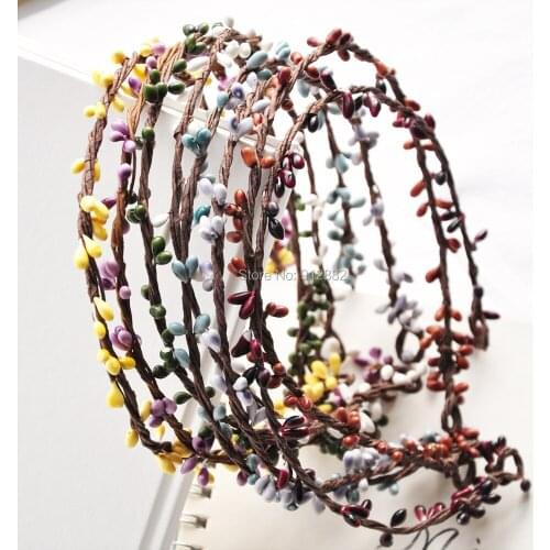 8 PCS Handmade Rustic mixed colors Pip Berries Twine Wreath Flower Crown Festivals Feminine Whimsical Fresh Flower Crown