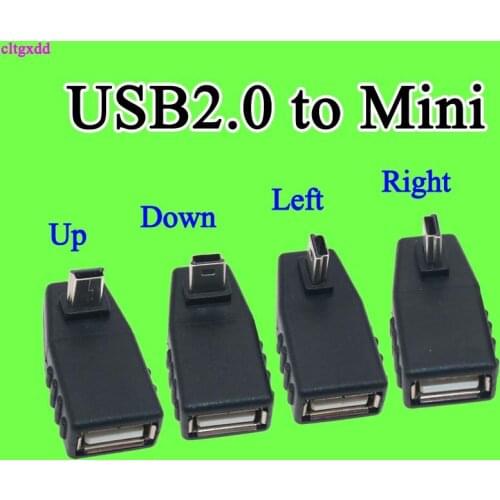 Cltgxdd 90 Degree left+right Angle Adapter USB2.0 Type A Female to V3 mini USB Male for Car AUX Tablet Black Right Left Down