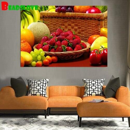 Diy Diamond Painting Kitchen decoration Still life fruit Cross Stitch Full square round 5d Diamond Embroidery Strawberry