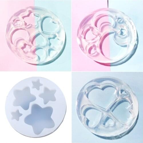 Crystal Epoxy Resin Mold Love Heart Five-pointed Star Moon Shape Keychain Mould