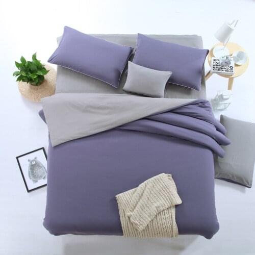 Colorful 2019 Hot Sell Bedding Set FreeShipping 4pcs Solid Color Bedding Article Double Queen King BedCover Pillowcase Men Style